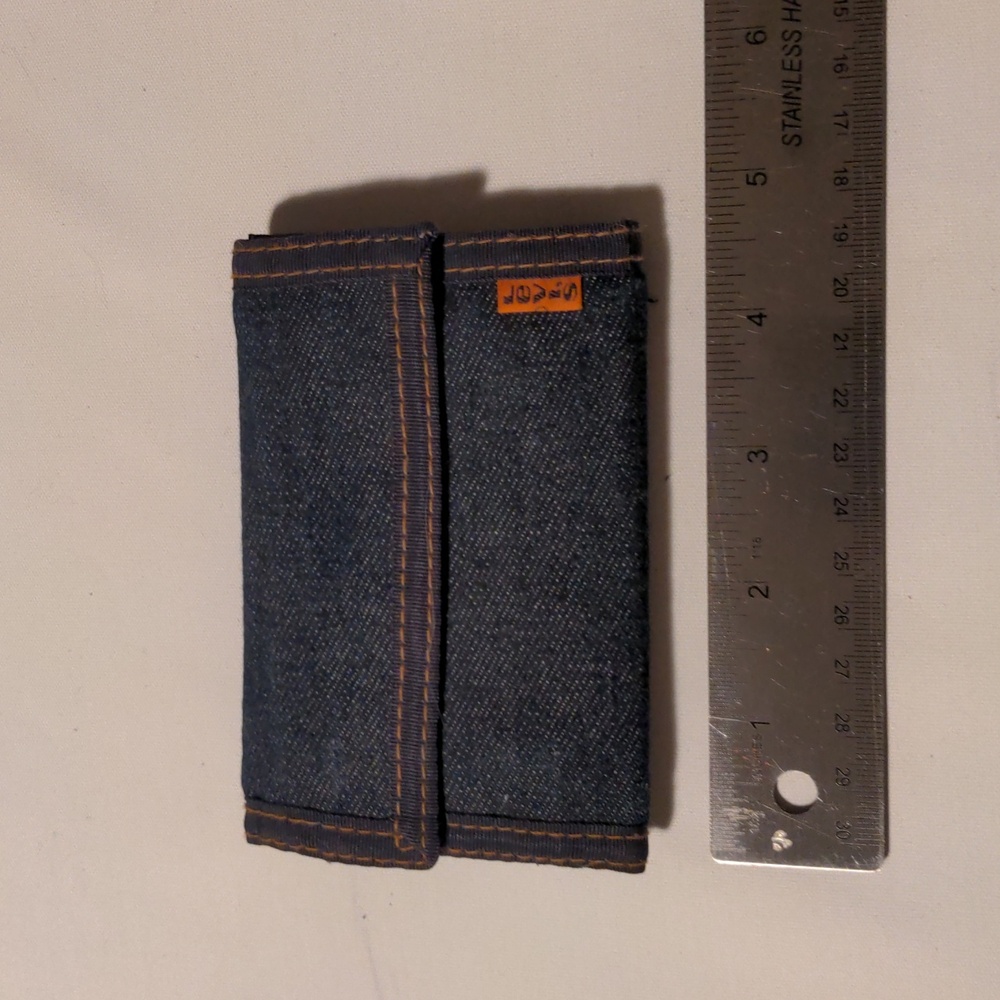 1970 Vintage LeVI'S Denim Trifold Unisex Wallet Dark Blue EUC - Picture 4 of 14